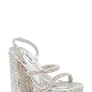 Steve Madden Rhinestone Silver Platform Heels